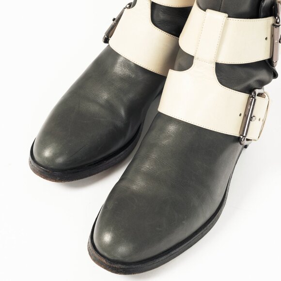 Pierre Hardy PF/14 Green Colourblock Leather Buckled-Strap Booties - Picture 6 of 10